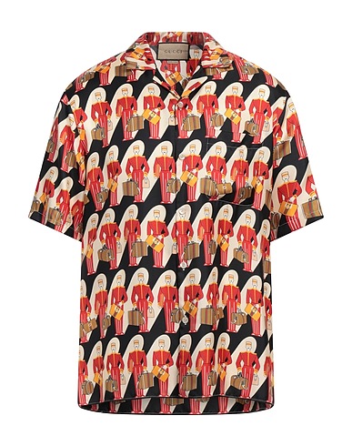 GUCCI Patterned shirt Brick red 100% Silk