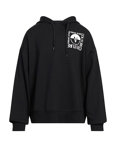 VERSACE JEANS COUTURE Hooded sweatshirt Black 100% Cotton, Elastane