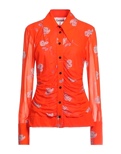 GANNI Floral shirts & blouses Orange 91% Recycled polyamide, 9% Elastane