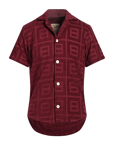 OAS Solid colour shirt Burgundy 100% Cotton