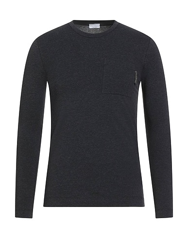 BRUNELLO CUCINELLI Basic T-Shirt Charcoal 93% Cotton, 7% Elastane, Ecobrass