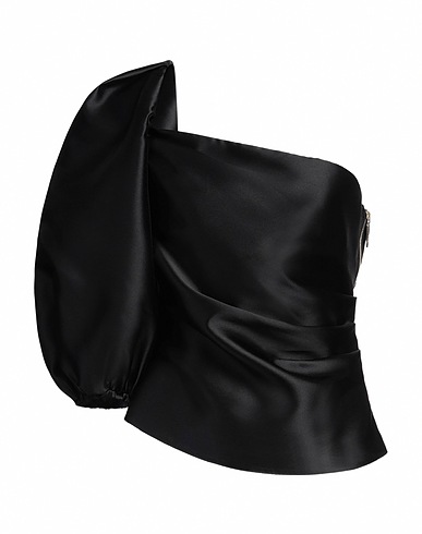 SIMONA CORSELLINI One-shoulder top Black 100% Polyester