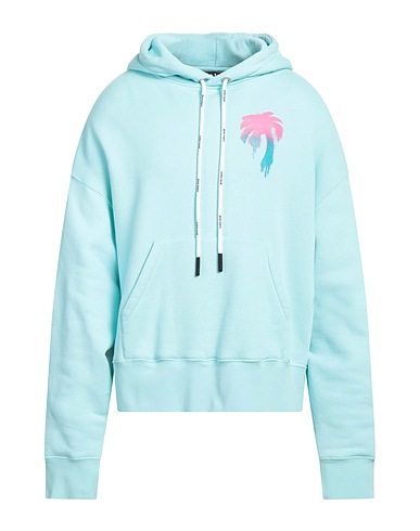 PALM ANGELS Hooded sweatshirt Turquoise 100% Cotton, Elastane, Polyester