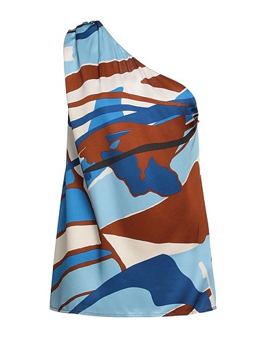 MANILA GRACE One-shoulder top Azure 100% Viscose