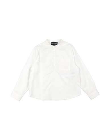 EMPORIO ARMANI Solid color shirt White 51% Lyocell, 30% Linen, 19% Cotton