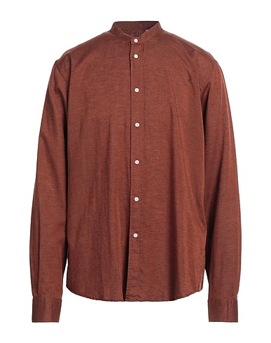 LIU •JO MAN Solid colour shirt Brown 57% Lyocell, 22% Linen, 21% Cotton