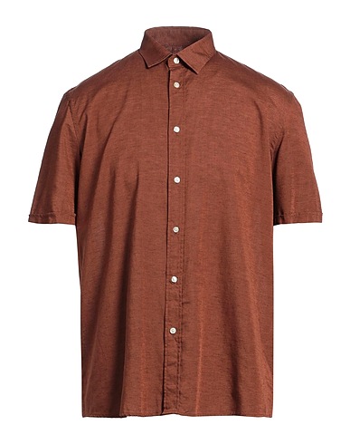 LIU •JO MAN Solid color shirt Brown 57% Lyocell, 22% Linen, 21% Cotton