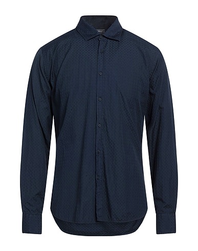 ROSSOPURO Solid colour shirt Navy blue 100% Cotton