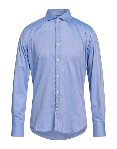BROOKSFIELD Solid colour shirt Light blue 100% Cotton