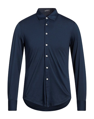 ROSSOPURO Solid colour shirt Navy blue 100% Cotton
