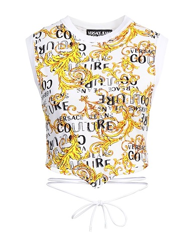 VERSACE JEANS COUTURE Crop top White 95% Cotton, 5% Elastane