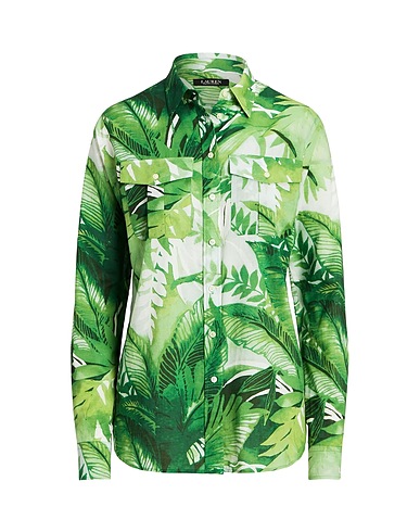 LAUREN RALPH LAUREN Floral shirts & blouses PALM FROND-PRINT COTTON VOILE SHIRT 
 Green 100% Cotton
