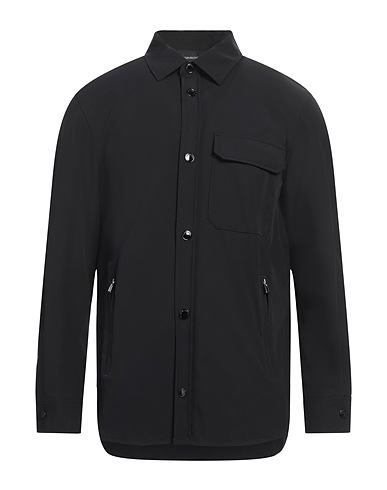 EMPORIO ARMANI Einfarbiges Hemd Schwarz 85% Polyamid, 15% Elastan
