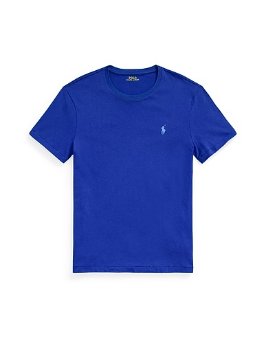 POLO RALPH LAUREN Basic t-Shirt CUSTOM SLIM FIT JERSEY CREWNECK T-SHIRT
 Ναυτικό μπλε 100% Βαμβάκι
