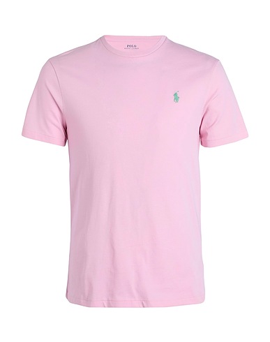 POLO RALPH LAUREN Basic t-Shirt CUSTOM SLIM FIT JERSEY CREWNECK T-SHIRT
 Ανοιχτό ροζ 100% Βαμβάκι