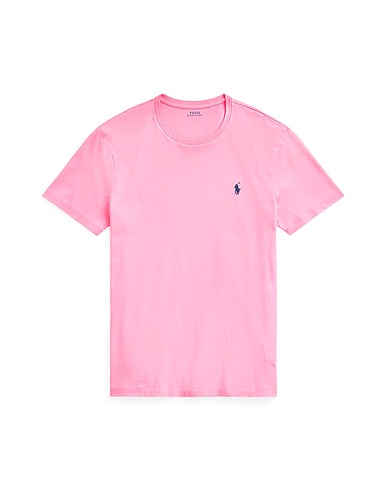 POLO RALPH LAUREN Basic t-Shirt CUSTOM SLIM FIT JERSEY CREWNECK T-SHIRT
 Ροζ 100% Βαμβάκι