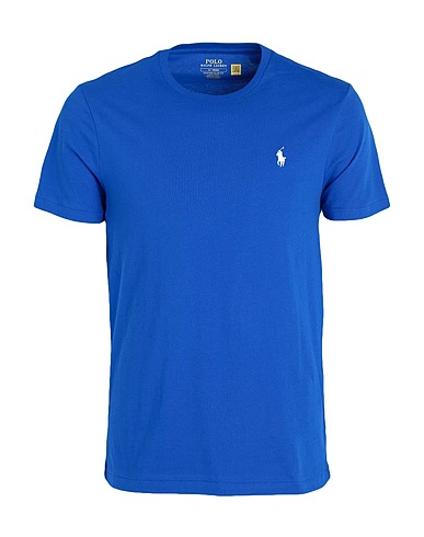 POLO RALPH LAUREN Basic t-Shirt CUSTOM SLIM FIT JERSEY CREWNECK T-SHIRT
 Έντονο μπλε 100% Βαμβάκι