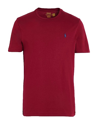 POLO RALPH LAUREN Basic t-Shirt CUSTOM SLIM FIT JERSEY CREWNECK T-SHIRT
 Μπορντό 100% Βαμβάκι