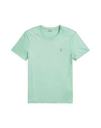 POLO RALPH LAUREN Basic t-Shirt CUSTOM SLIM FIT JERSEY CREWNECK T-SHIRT
 Ανοιχτό πράσινο 100% Βαμβάκι
