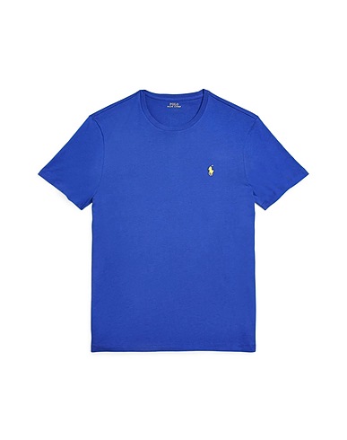 POLO RALPH LAUREN Basic T-Shirt CUSTOM SLIM FIT JERSEY CREWNECK T-SHIRT
 Blue 100% Cotton