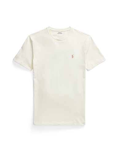 POLO RALPH LAUREN Basic T-Shirt CUSTOM SLIM FIT JERSEY CREWNECK T-SHIRT
 Off white 100% Baumwolle