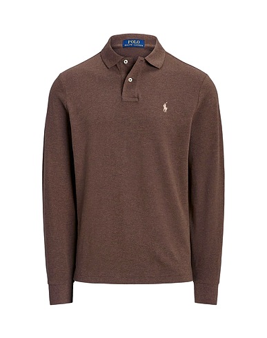 POLO RALPH LAUREN Polo shirt CUSTOM SLIM LONG-SLEEVE POLO
 Brown 100% Cotton