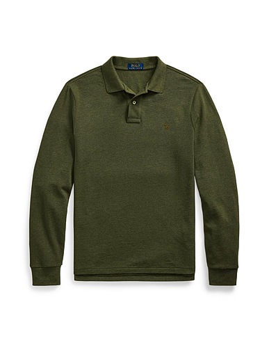 POLO RALPH LAUREN Polo shirt CUSTOM SLIM LONG-SLEEVE POLO
 Military green 100% Cotton