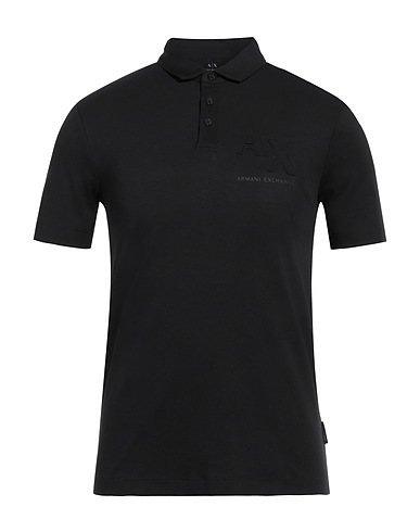ARMANI EXCHANGE Polo shirt Black 60% Cotton, 40% Modal