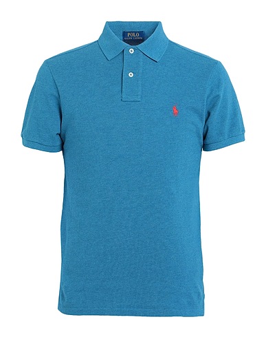 POLO RALPH LAUREN Polo shirt  SLIM FIT MESH POLO SHIRT 
 Pastel blue 100% Cotton