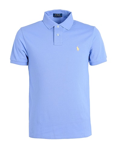 POLO RALPH LAUREN Polo shirt  SLIM FIT MESH POLO SHIRT 
 Light blue 100% Cotton