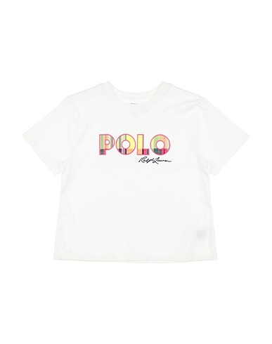 POLO RALPH LAUREN T-shirt Madras-Logo Cotton Jersey Boxy Tee White 100% Cotton