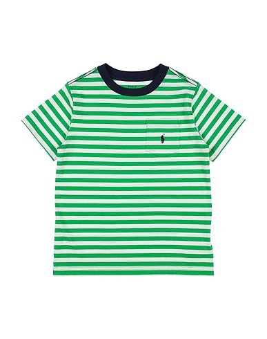 POLO RALPH LAUREN T-shirt Striped Cotton Jersey Pocket Tee
 Green 100% Cotton
