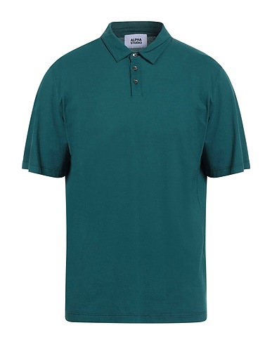 ALPHA STUDIO Polo shirt Deep teal 98% Cotton, 2% Elastane