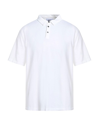 ALPHA STUDIO Polo shirt White 98% Cotton, 2% Elastane