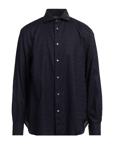 EMPORIO ARMANI Solid colour shirt Midnight blue 100% Cotton