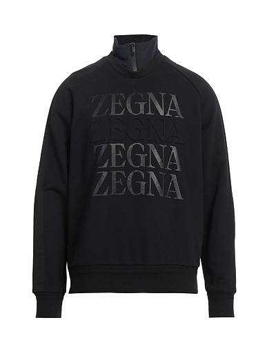 ZEGNA Sweatshirt Black 100% Cotton, Polyamide, Elastane
