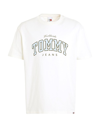 TOMMY JEANS T-shirt Avorio 100% Cotone