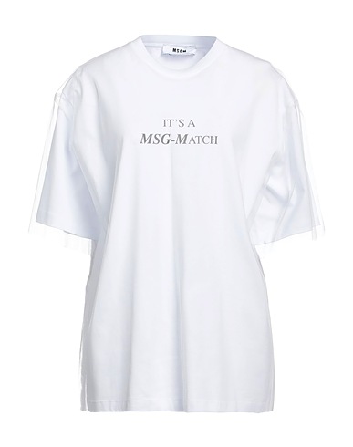 MSGM T-shirt Blanc 100% Coton, Polyamide