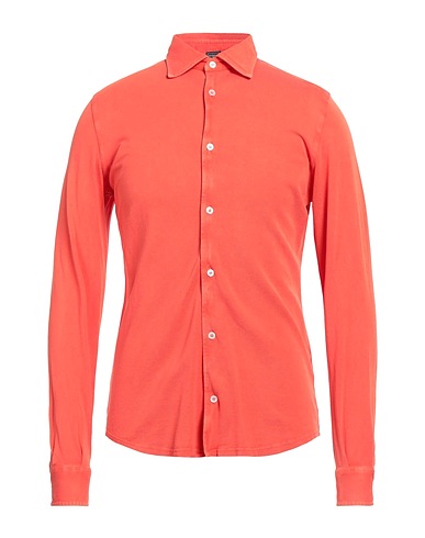 FEDELI Solid color shirt Orange 100% Cotton