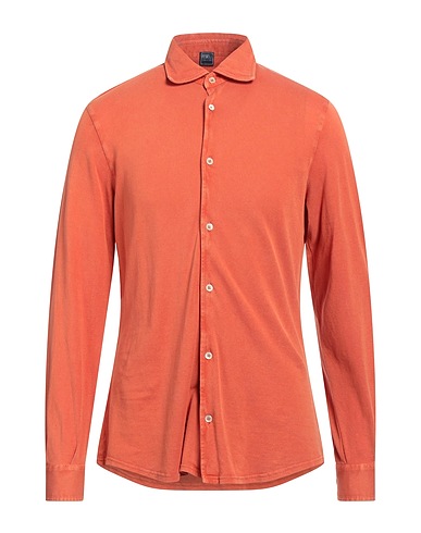 FEDELI Solid colour shirt Rust 100% Cotton