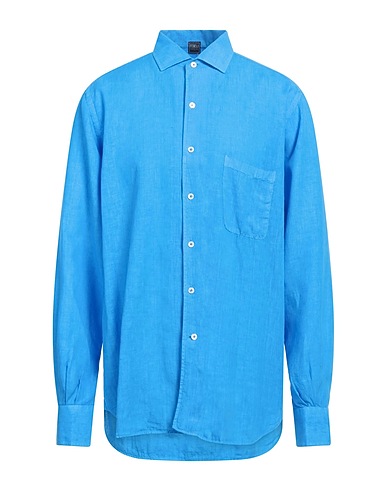 FEDELI Einfarbiges Hemd Hellblau 100% Leinen