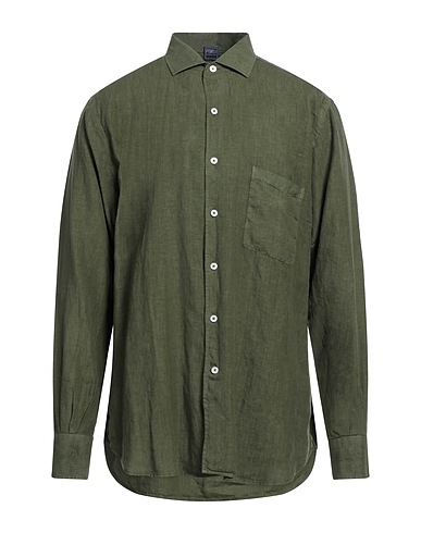 FEDELI Linen shirt Military green 100% Linen