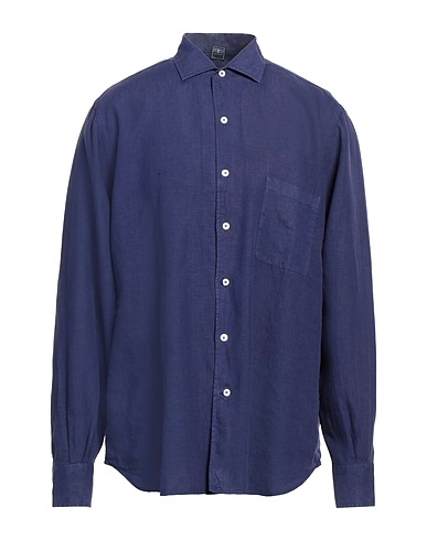 FEDELI Linen shirt Navy blue 100% Linen