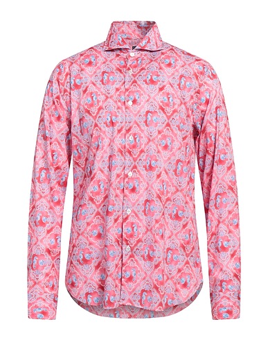 FEDELI Camicia fantasia Corallo 95% Cotone, 5% Elastan