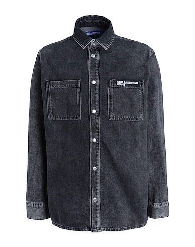 KARL LAGERFELD JEANS Denim shirt Black 100% Organic cotton