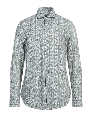 FEDELI Camicia fantasia Verde militare 95% Cotone, 5% Elastan