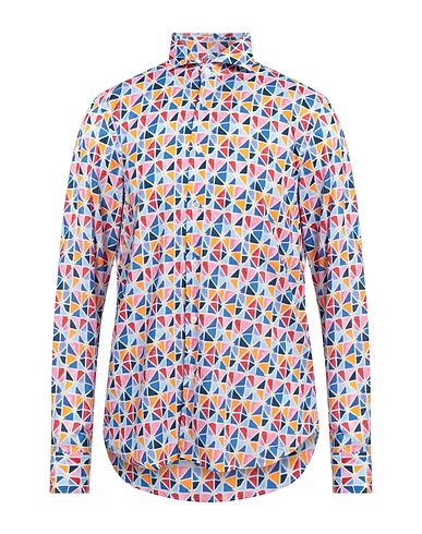 FEDELI Patterned shirt Pink 95% Cotton, 5% Elastane