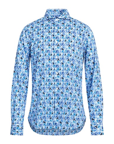 FEDELI Hemd mit Muster Hellblau 95% Baumwolle, 5% Elastan