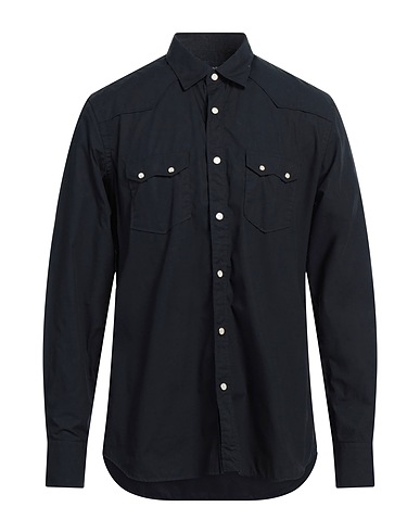 LARDINI Solid colour shirt Black 100% Cotton