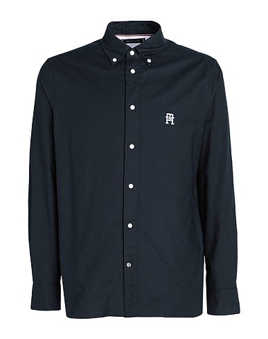 TOMMY HILFIGER Solid color shirt Navy 100% Cotton